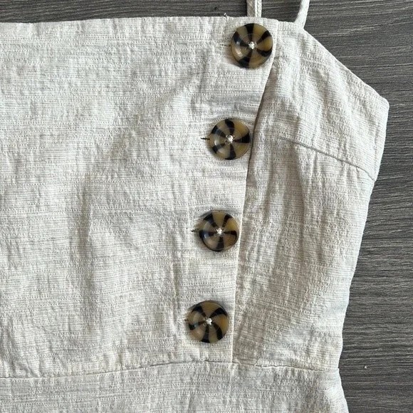 Urban Outfitters Riley Button Front Mini Dress Size 0 Linen & Cotton Beige Cream - Picture 6 of 12
